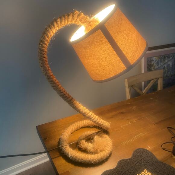 Vintage Audoux Minet Style Marine Nautical Coastal Coiled Rope Table Lamp - Picture 5 of 5